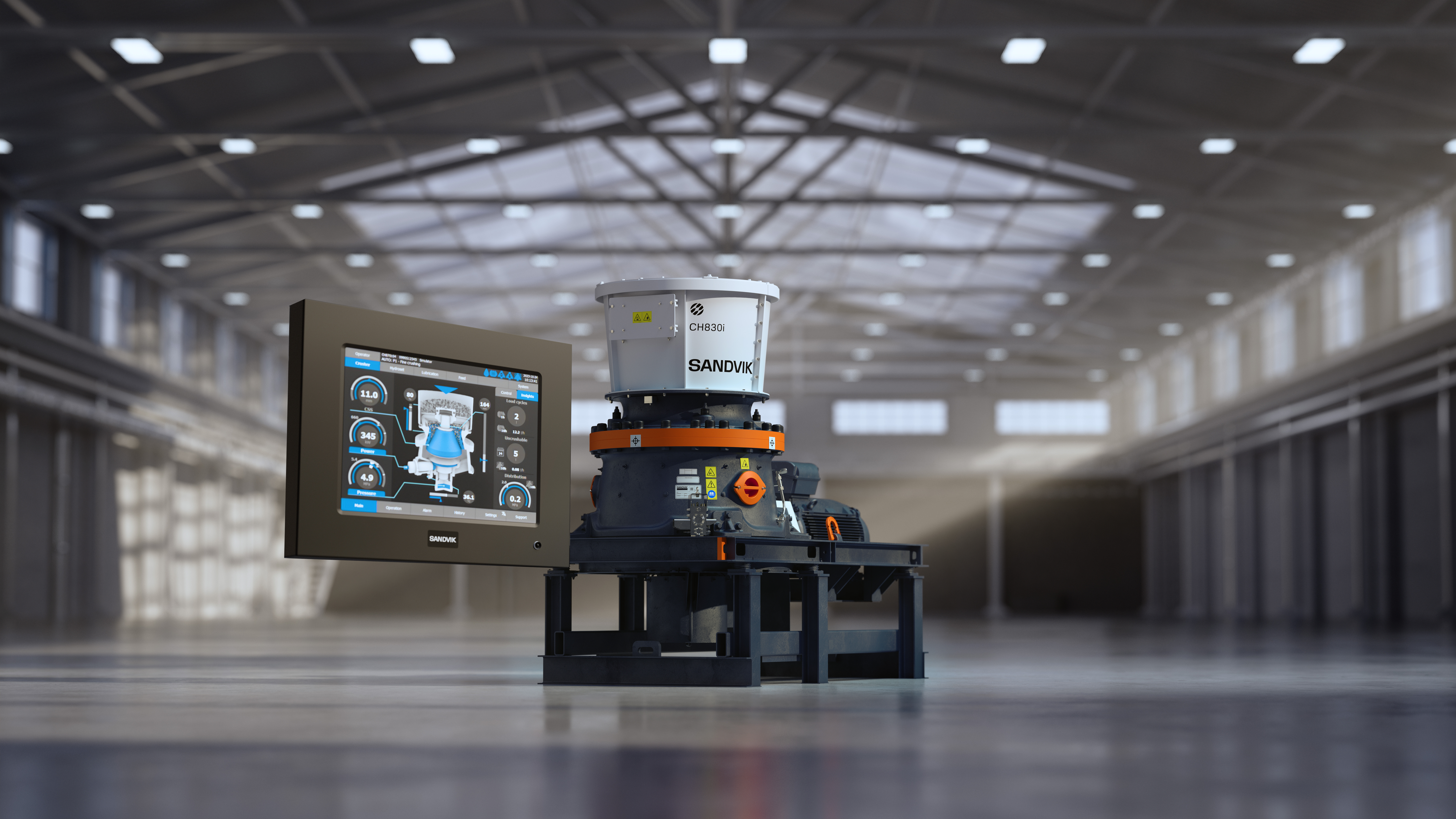 Sandvik CH830i is a technologically advanced, high capacity mid-range cone crusher for secondary and tertiary crushing, designed for crushing applications in mines or large sized quarries.