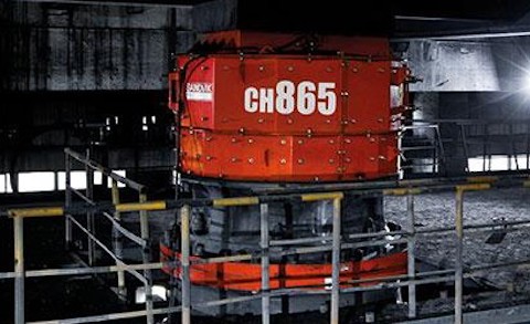 Sandvik CH865 Cone crusher working indoors